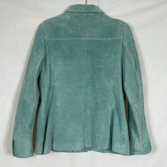 Pendleton Genuine Suede Leather Jacket Size L Seagram Green Blue EUC - Picture 4 of 14